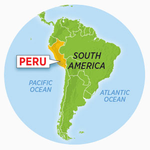 World map highlighting Peru