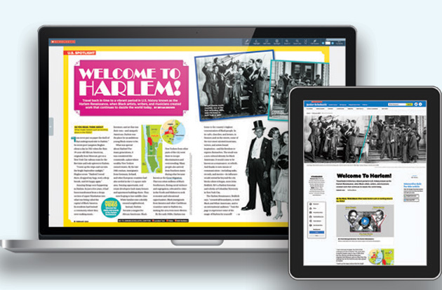 laptop and tablet showing Junior Scholastic Online