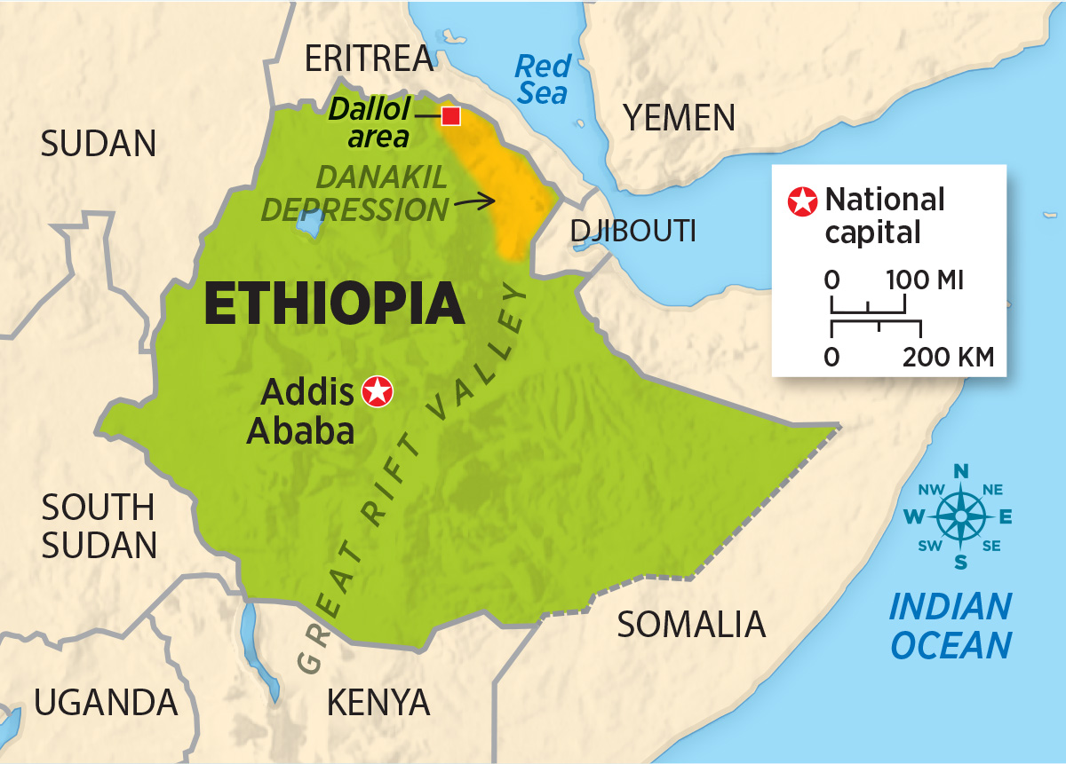 Map of Ethiopia and its capital, Addis Ababa