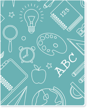Background image with drawings of school supplies